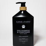 Sand + Paws dog shampoo & conditioner bottle with pump, vanilla sandalwood, 32 oz