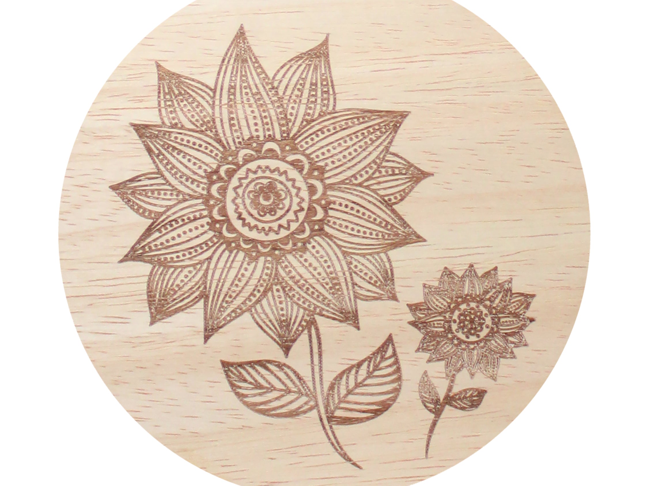 Cream round lid with engraved floral mandala design for scented candle, 12 oz