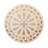 12 oz scented candle lid with embossed circular floral pattern in light wood tone