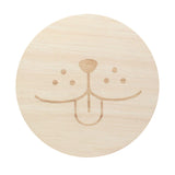 Light wood candle lid with engraved icon for Sand + Paws teakwood candle