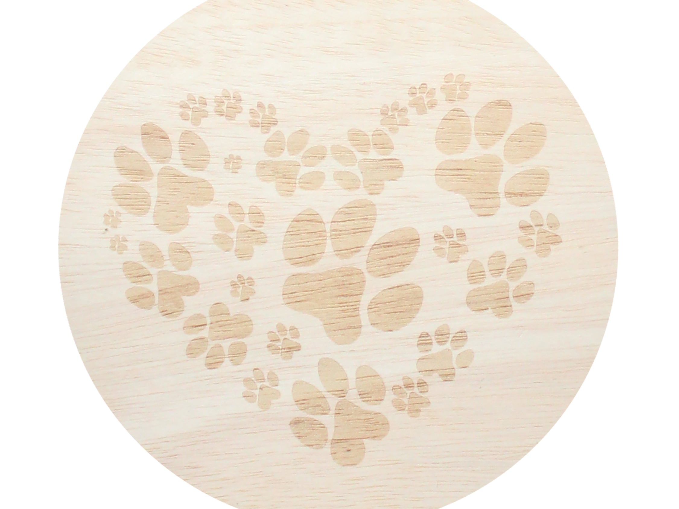 Scented candle lid with light beige paw-print pattern