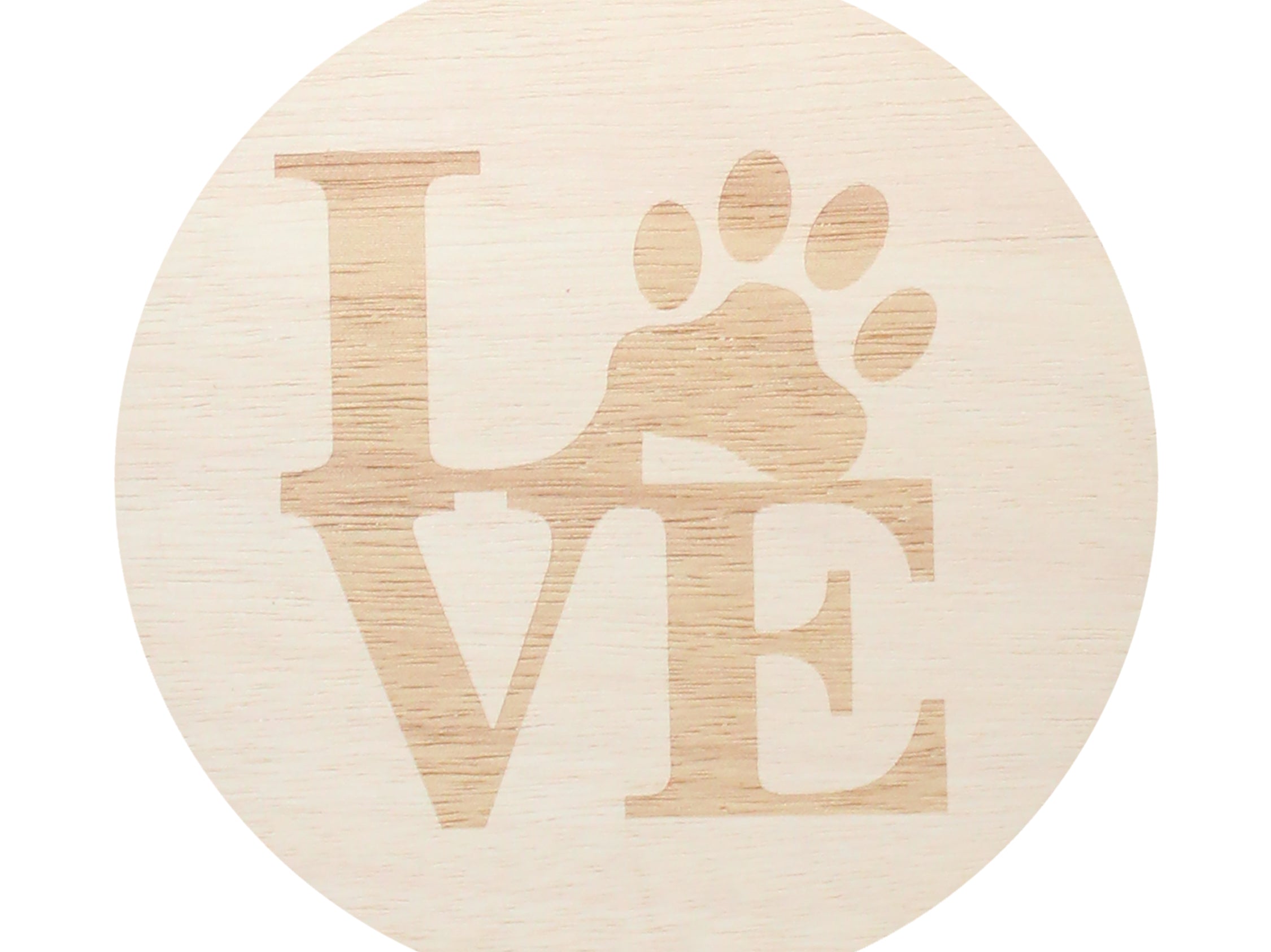 Sandalwood verbena scented candle lid with LOVE and paw print emblem