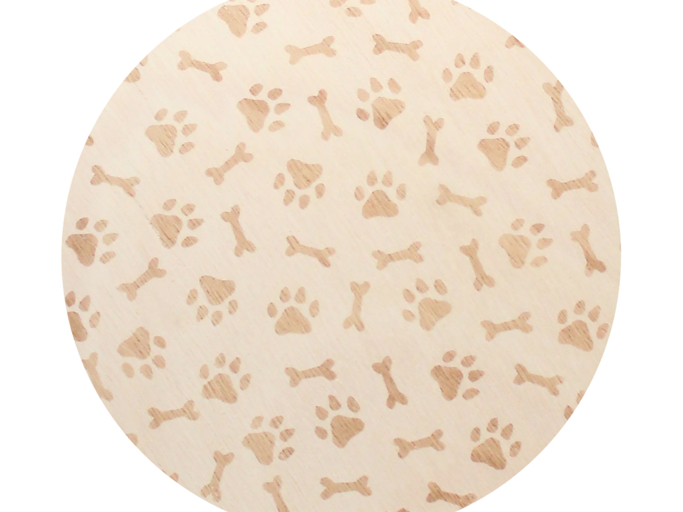 12 oz scented candle lid in cream with paw-print and bone pattern