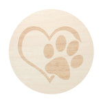 Scented candle lid with beige paw-print heart graphic