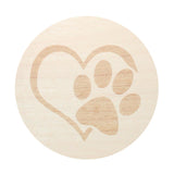 Scented candle lid with beige paw-print heart graphic
