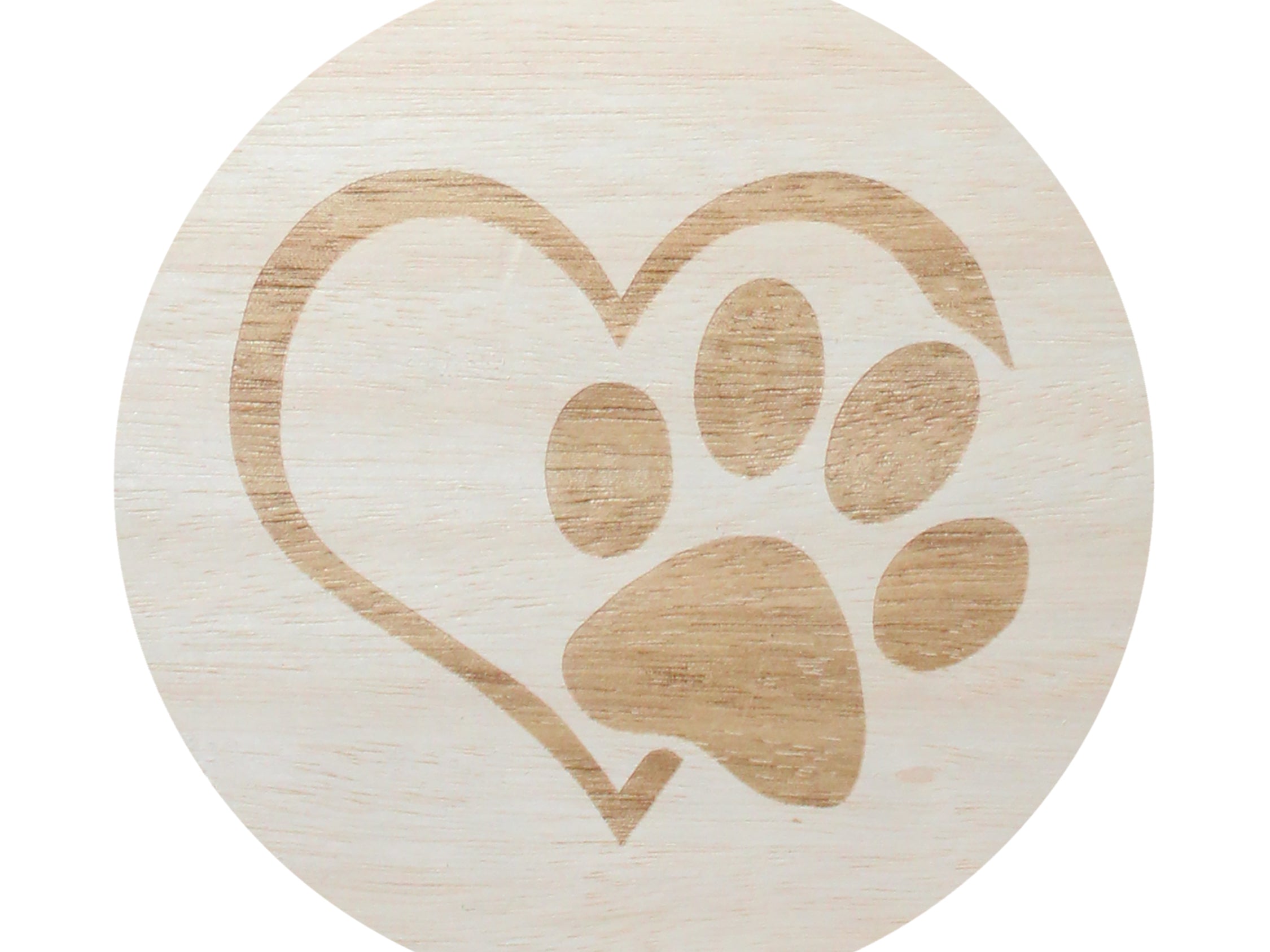 Scented candle lid with Sand + Paws tan paw-heart emblem