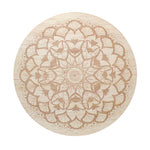 Scented candle lid with decorative mandala pattern on cream top