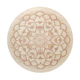 Scented candle lid with decorative mandala pattern on cream top