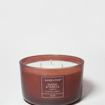 Brown jar SAND+FOG candle with label, three wicks, 16 oz