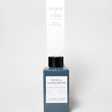 Vanilla Sandalwood reed diffuser in a blue glass bottle with matching box