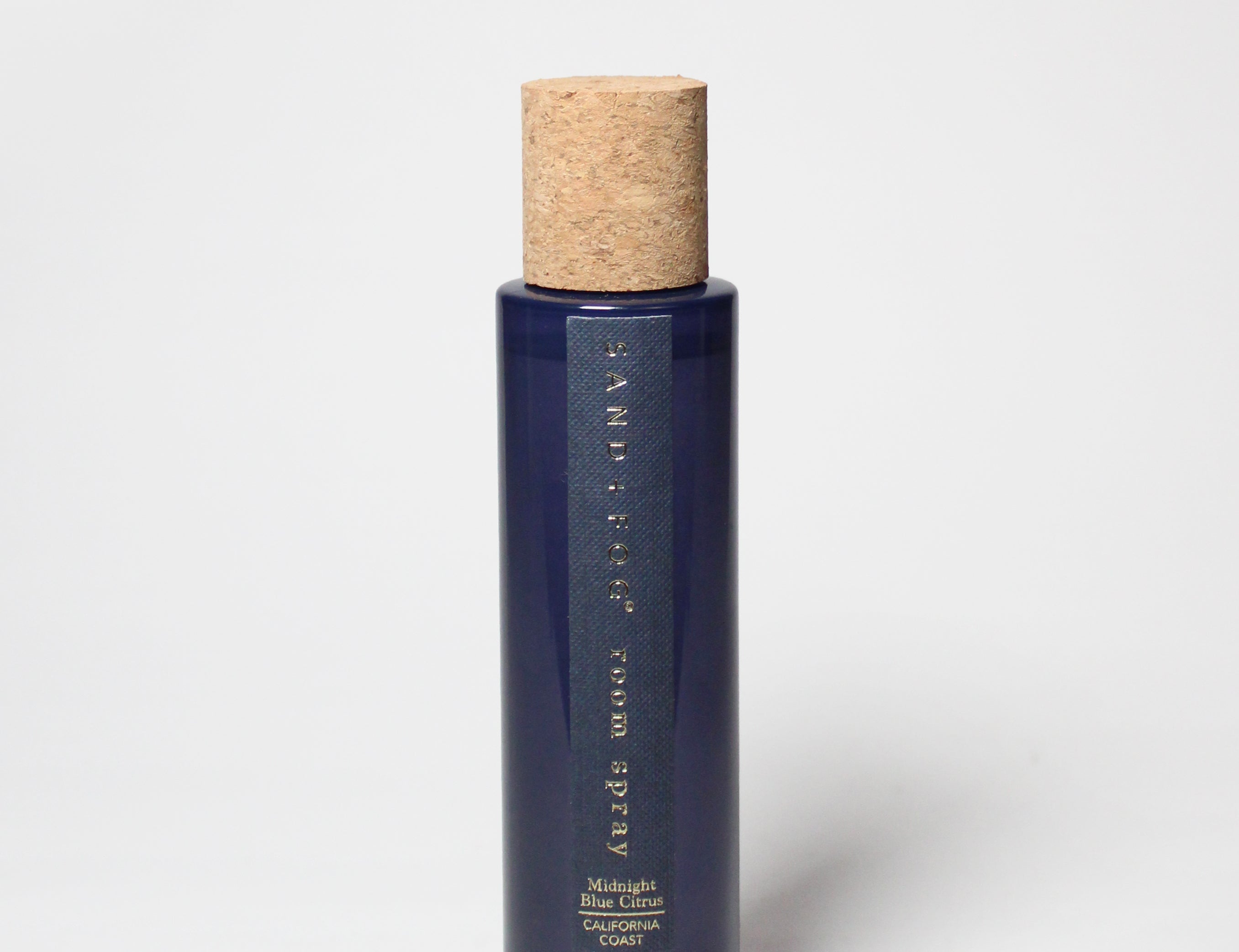 Midnight blue room spray bottle with cork stopper, 100 ml