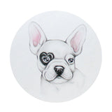 French bulldog illustration on candle label