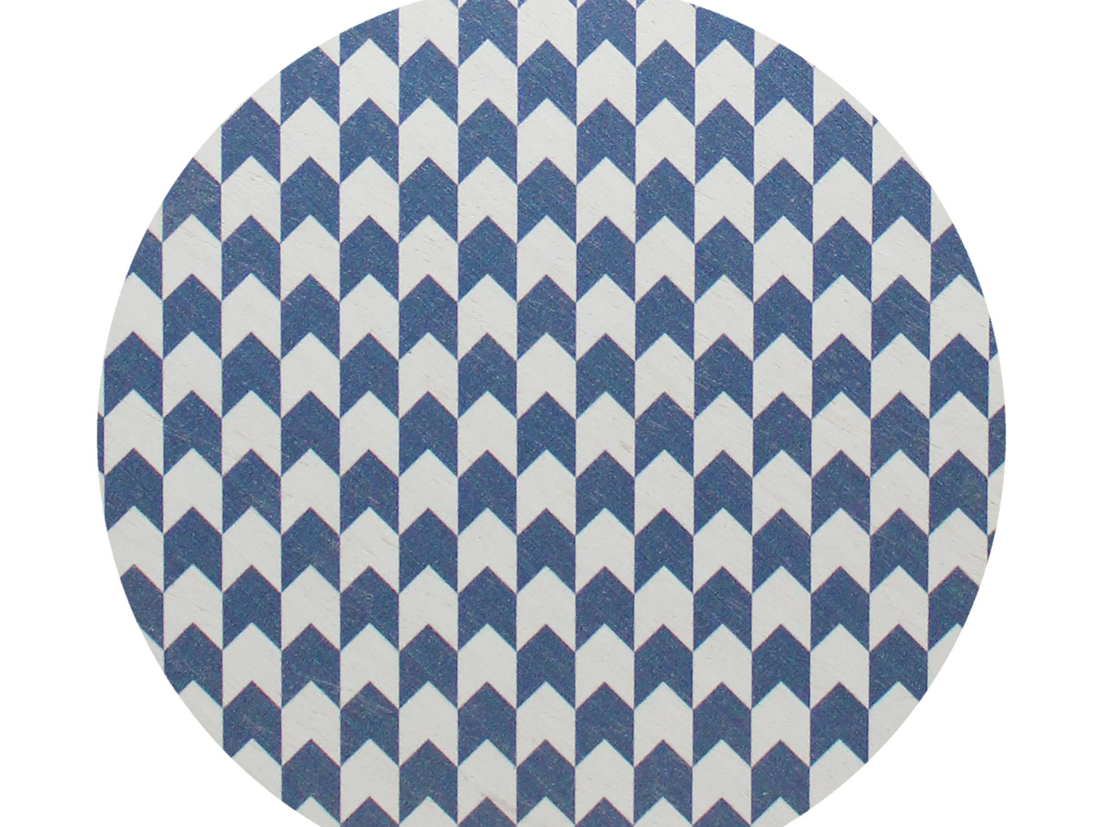 21 oz scented candle lid with blue-and-cream chevron pattern top