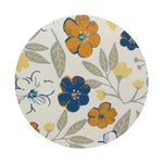 Floral-pattern candle lid with blue and orange flowers on cream