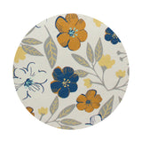 Floral-pattern candle lid with blue and orange flowers on cream