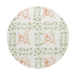 Scented candle lid with green-and-peach botanical pattern