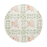 Scented candle lid with green-and-peach botanical pattern