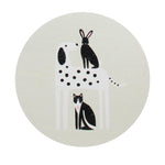 21 oz scented candle with illustrated animal label on light wax lid