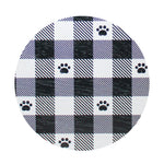 Plaid scented candle lid with paw-print pattern