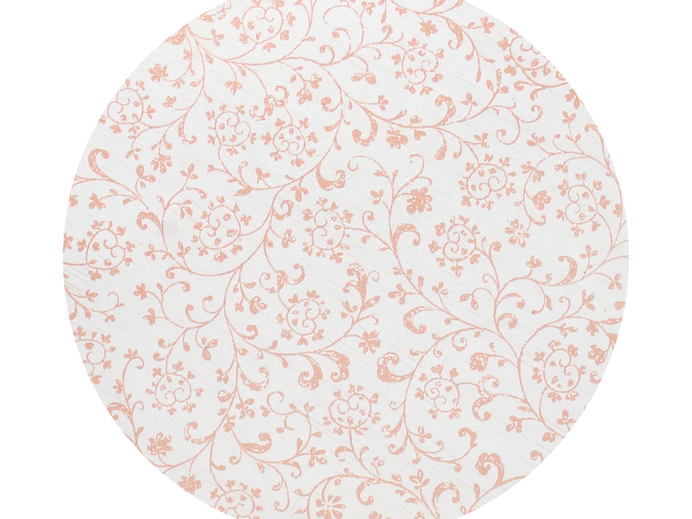 Scented candle lid with light pink floral pattern, round top