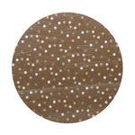 Speckled brown round candle lid with scattered cream dots