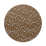 Speckled brown round candle lid with scattered cream dots