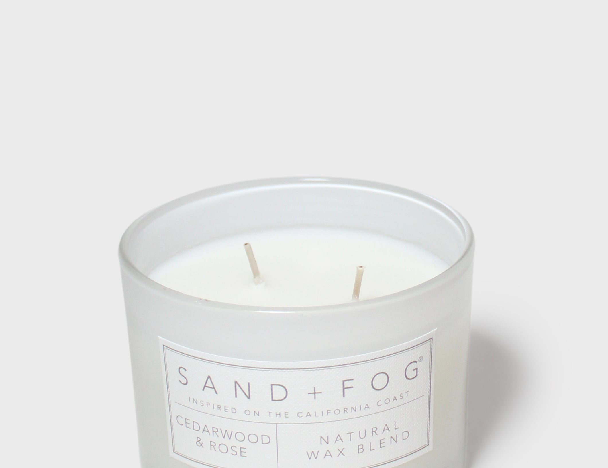 12 oz scented candle in frosted glass jar with two wicks