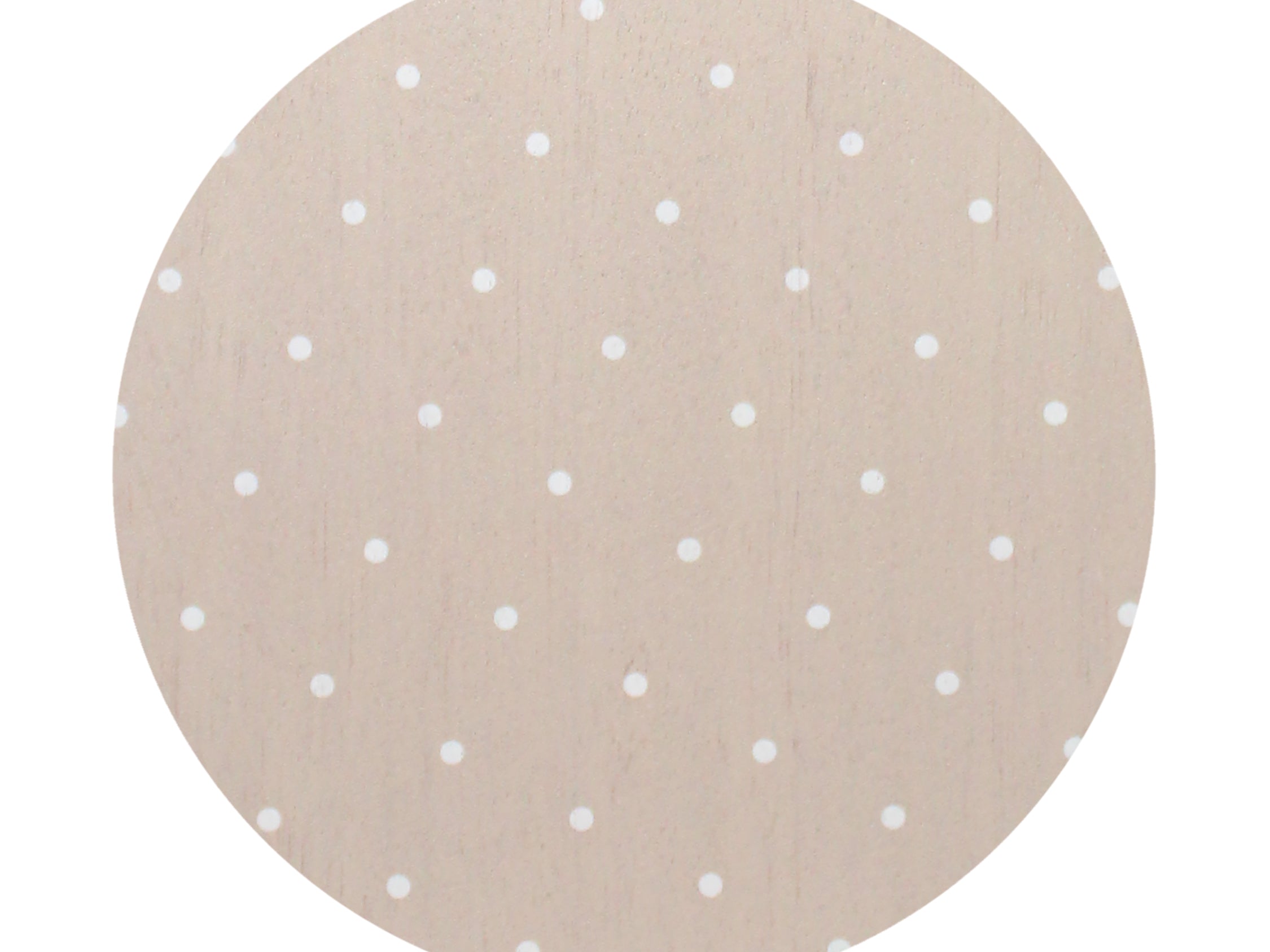 Scented candle lid with beige top and white dot pattern