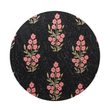 Scented candle top lid with black base and pink floral bouquet pattern