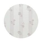 Round candle lid in white with light gray floral and stripe pattern