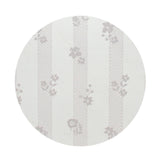 Round candle lid in white with light gray floral and stripe pattern