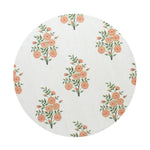 Floral printed candle lid cover with peach and green rose pattern