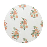 Floral printed candle lid cover with peach and green rose pattern