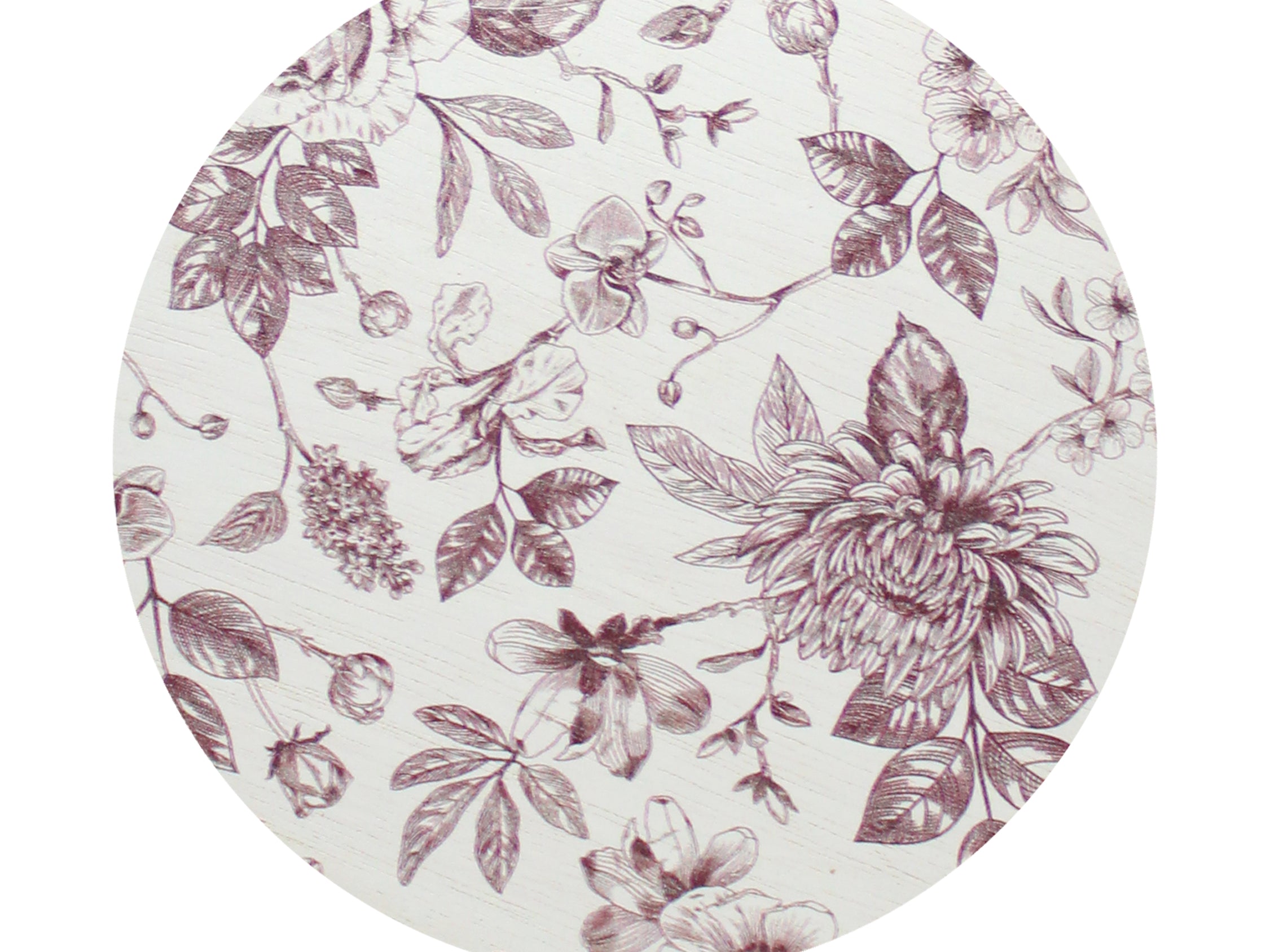 Floral-pattern lid for SAND+FOG scented candle, pale base with purple botanical design