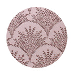 Amber & Pear scented candle lid with purple botanical pattern