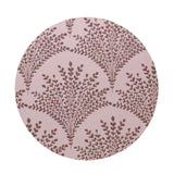 Amber & Pear scented candle lid with purple botanical pattern
