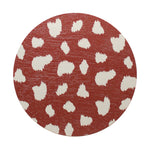 Round lid top for scented candle, red with scattered white dot patterns
