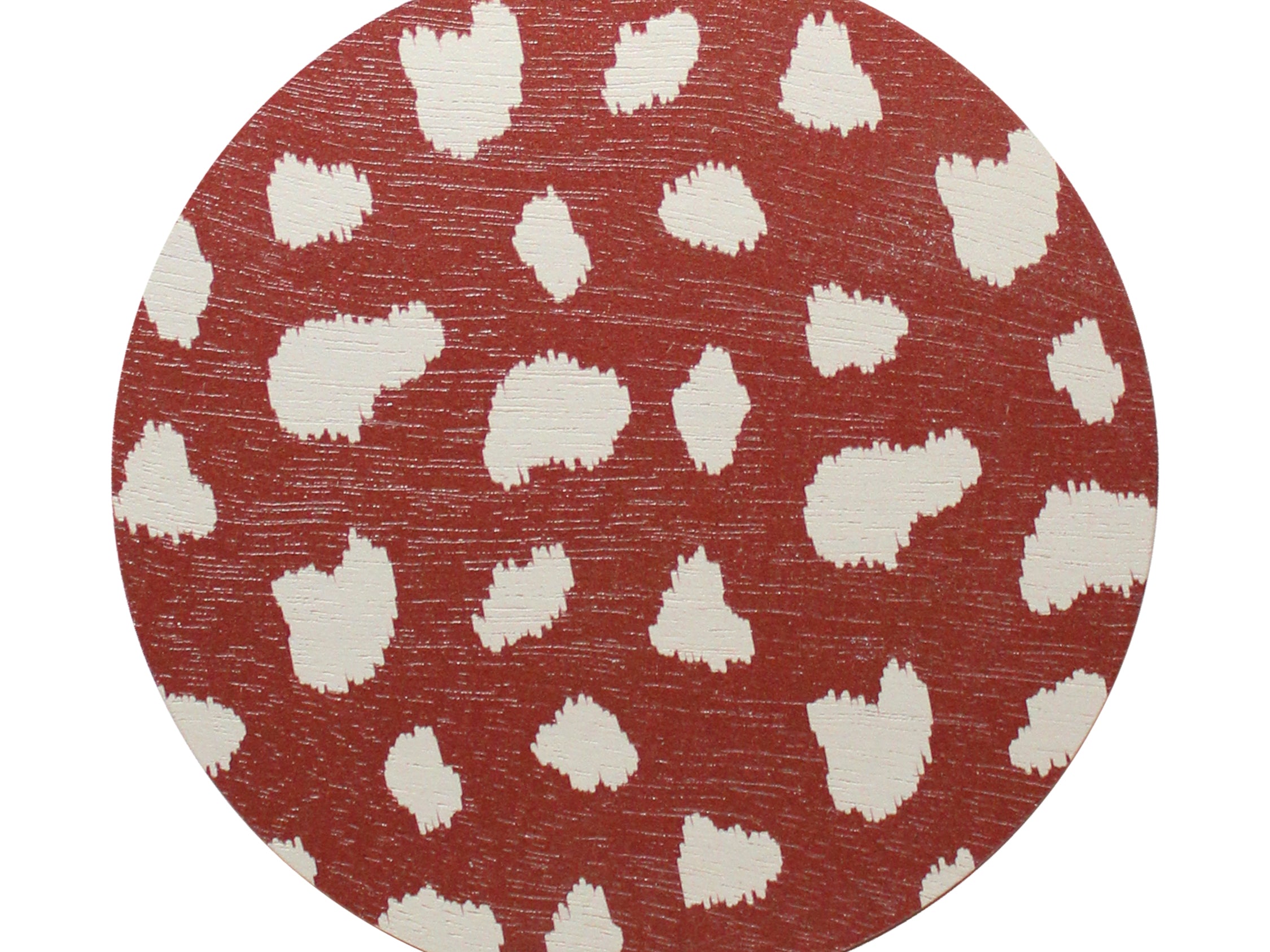 Round lid top for scented candle, red with scattered white dot patterns