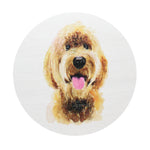 SAND + PAWS scented candle lid topper with dog illustration