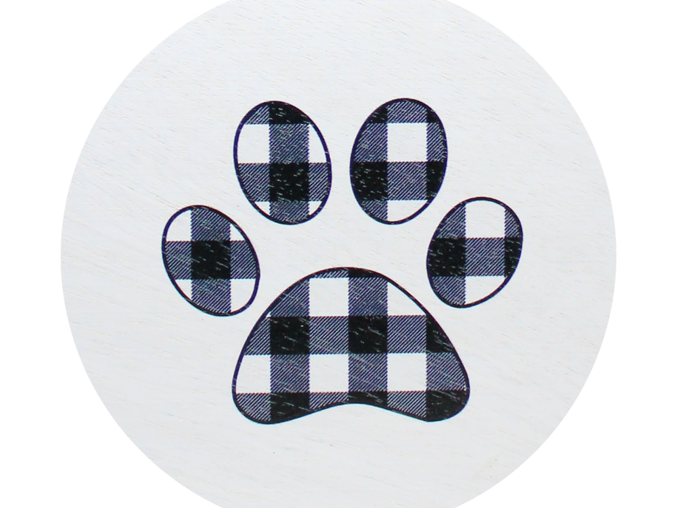 Scented candle wax top with plaid paw print emblem
