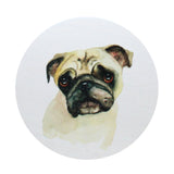 Watercolor pug face sticker for scented candle lid