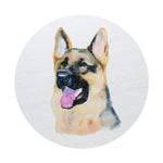 Scented candle lid with German shepherd dog portrait graphic