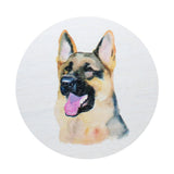 Scented candle lid with German shepherd dog portrait graphic