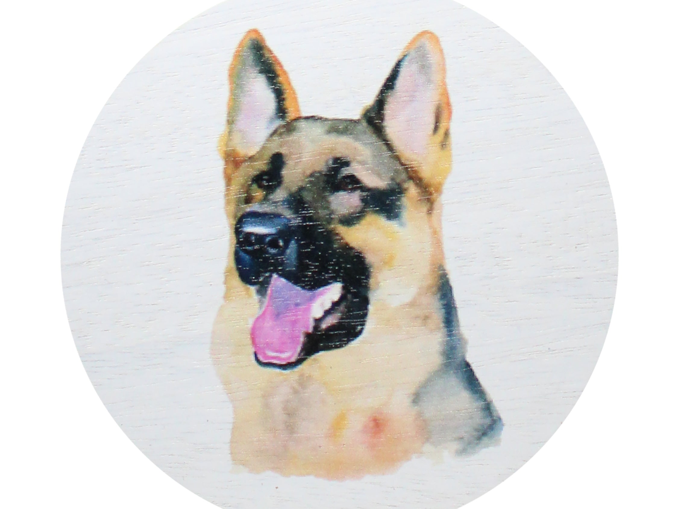 Scented candle lid with German shepherd dog portrait graphic