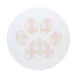Scented candle lid with tan paw print graphic