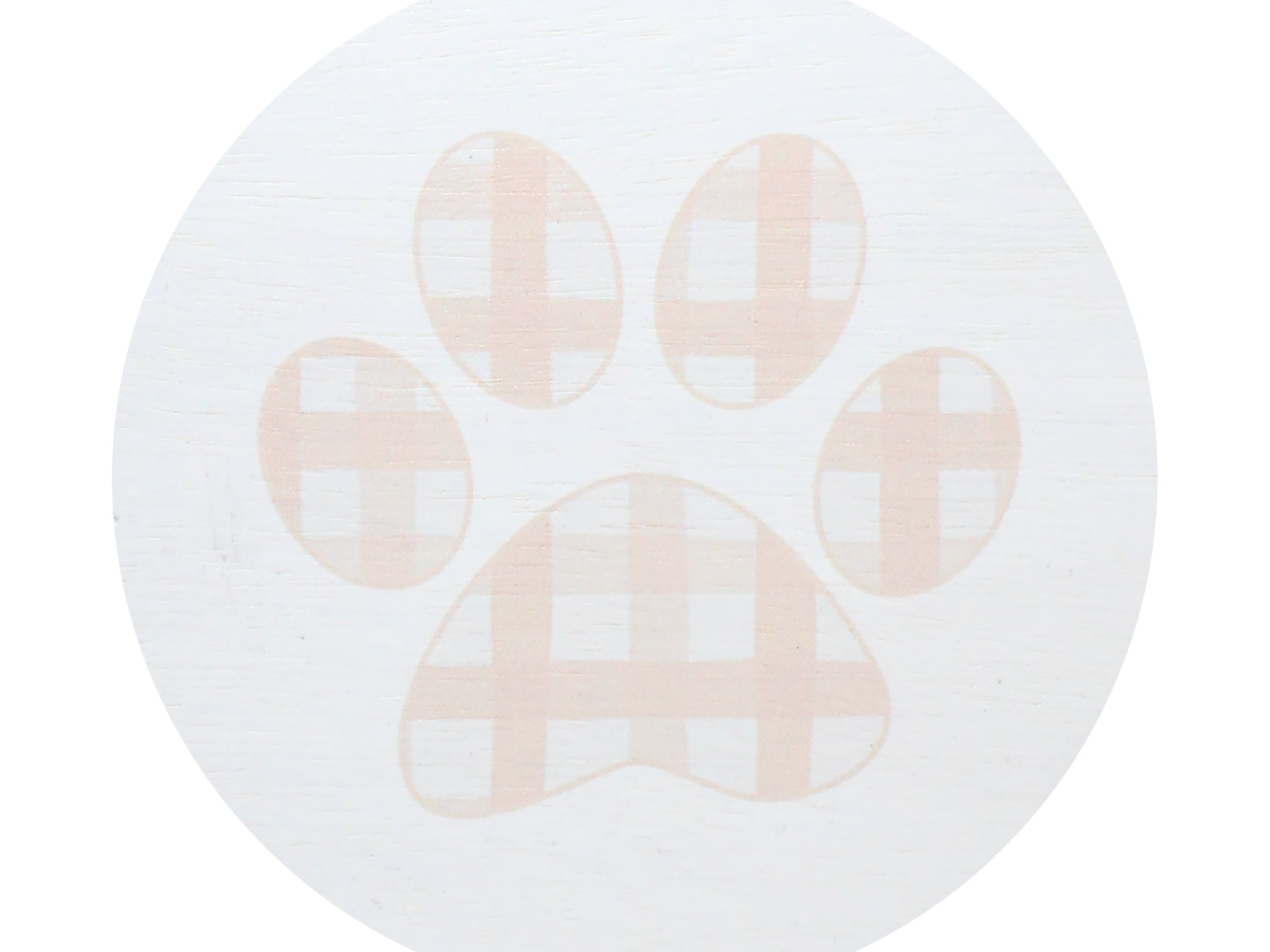 Scented candle lid with tan paw print graphic