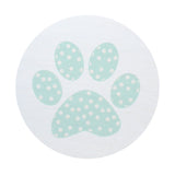 Scented candle lid cover with white paw-print pattern on light background
