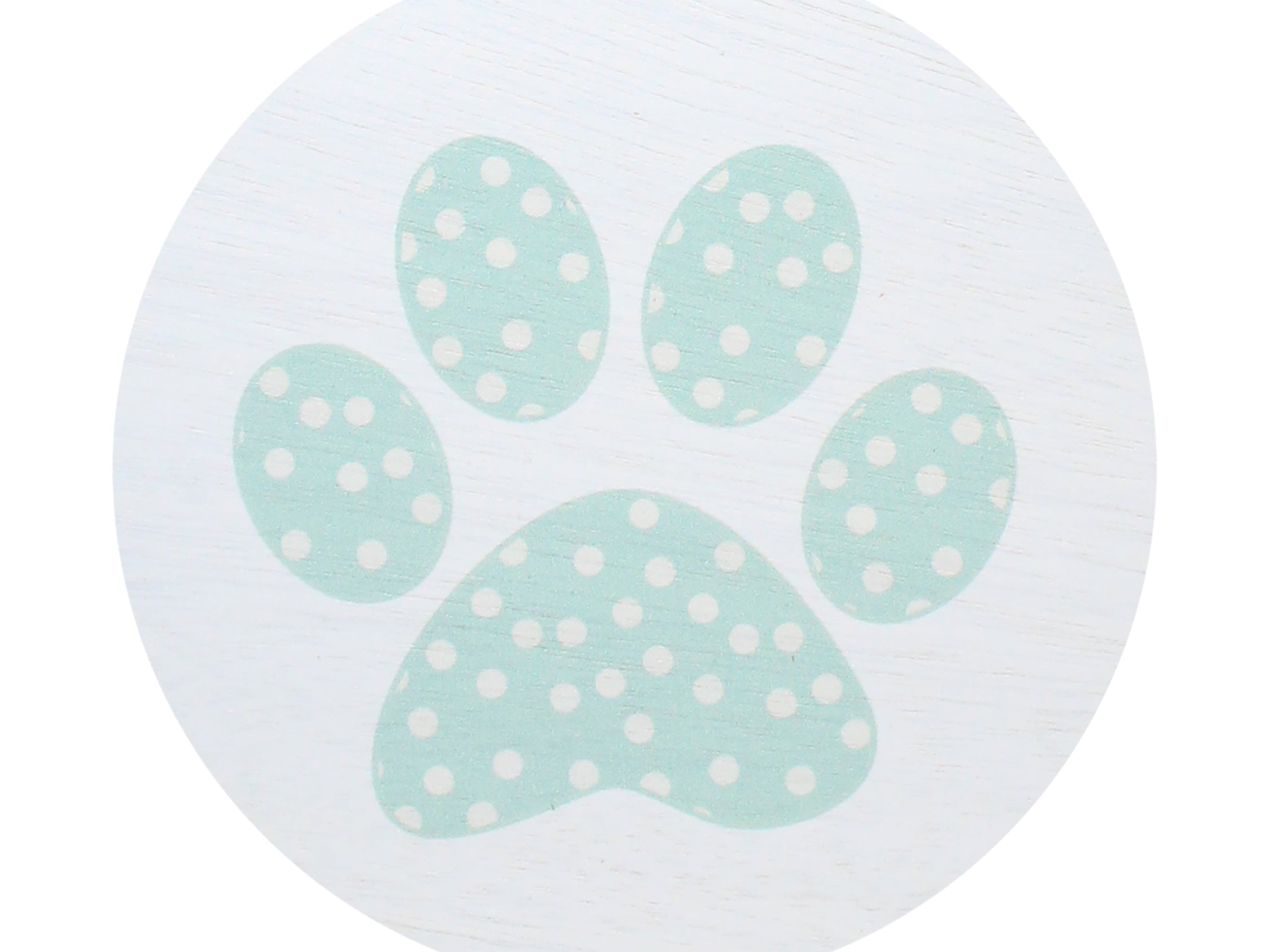 Scented candle lid cover with white paw-print pattern on light background