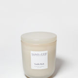 Vanilla Musk scented candle in frosted glass jar, Sand+Fog label