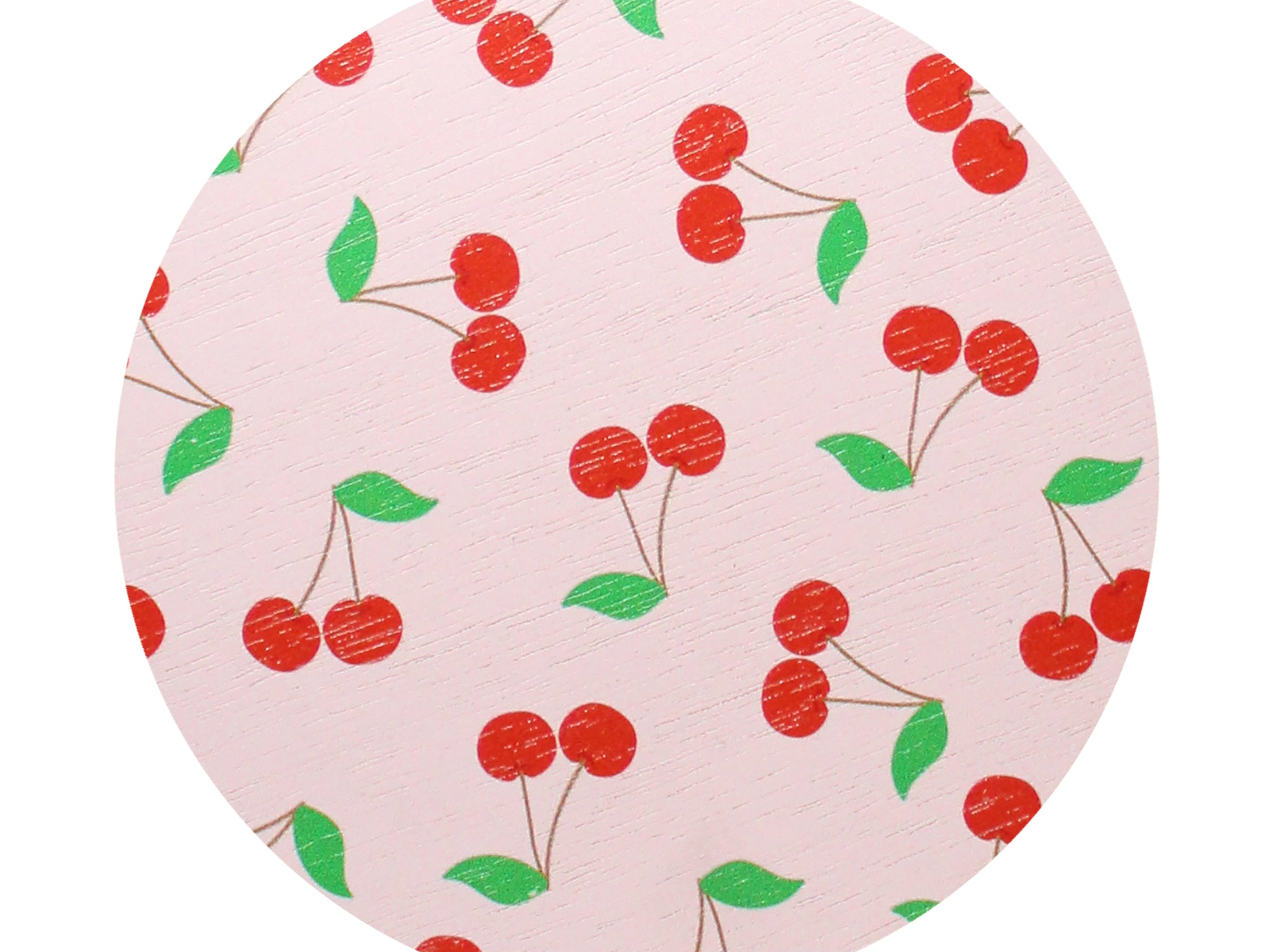 Scented candle lid with red cherry and green leaf pattern